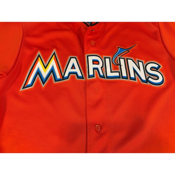 Miami Marlins Jersey Mens Medium Orange MLB Baseball Giancarlo Stanton Majestic - Picture 13 of 15